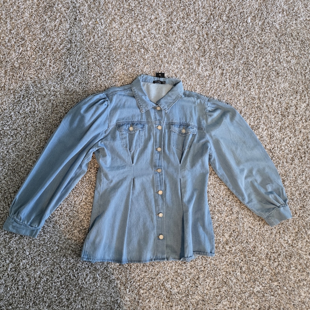 Boohoo Light Blue Denim Shirt